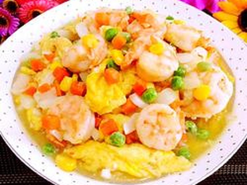 虾仁炒什锦鸡蛋