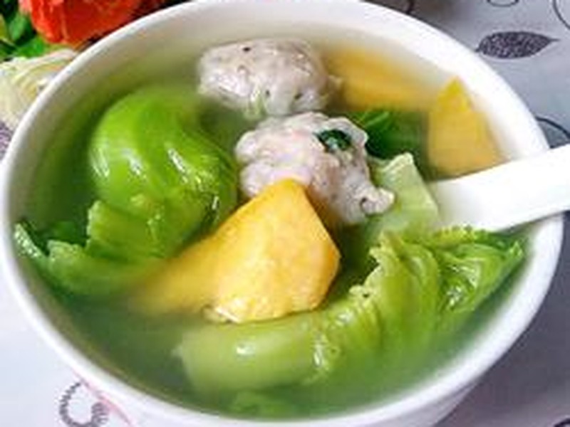 芥菜番薯鲮鱼丸汤