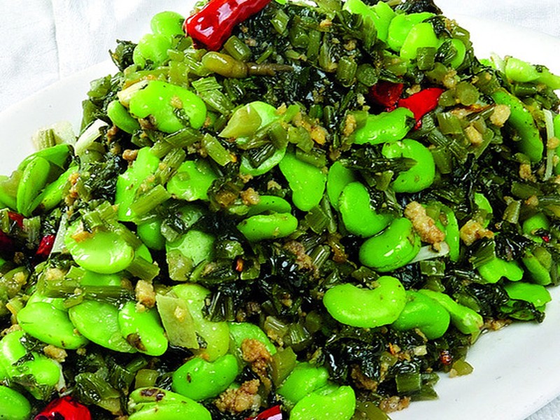 肉末雪菜野笋炒蚕豆